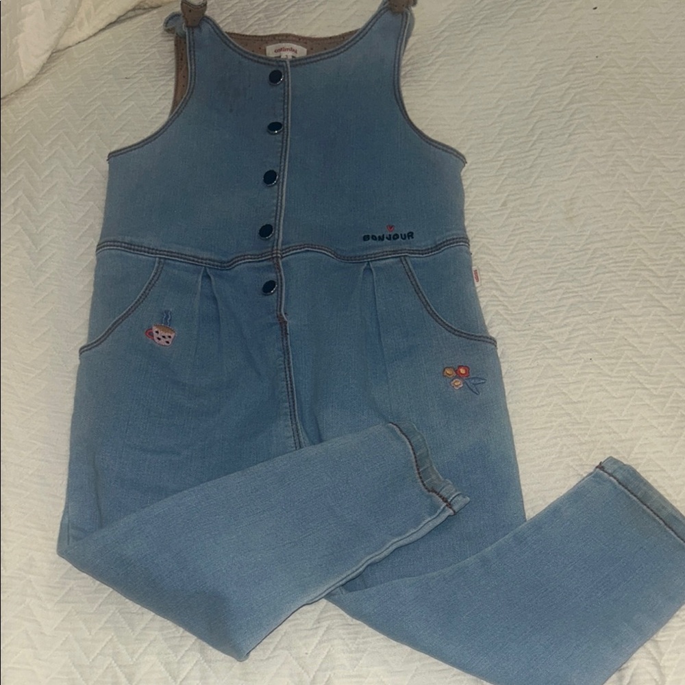 Catimini Blue Denim One Piece with Tank Sleeves
